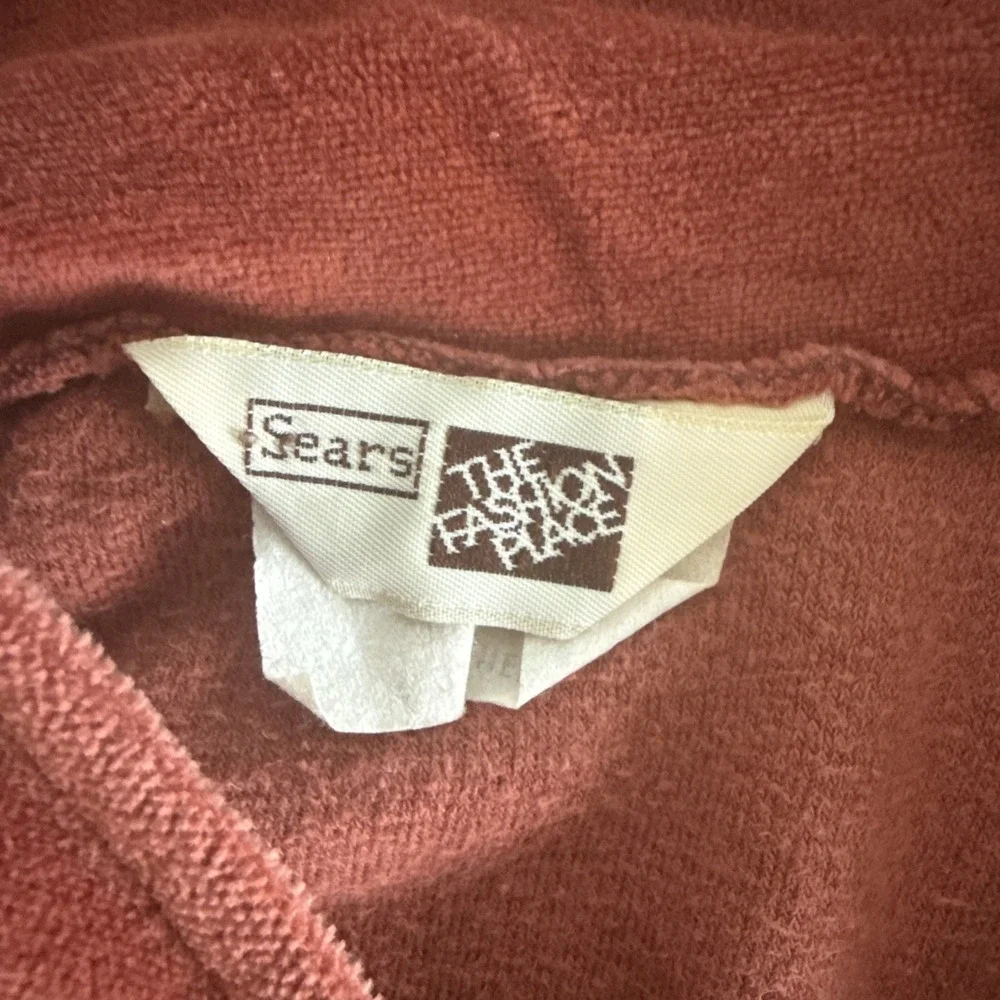 Vintage Sears The Fashion Place Velour pullover Sweater Med  70's Rust cowl Neck
